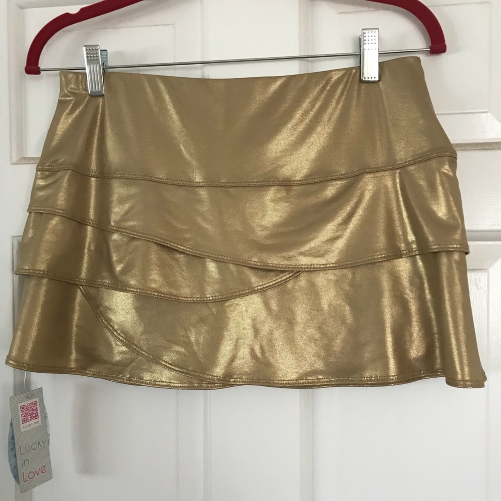 Lucky in Love Tennis Moroccan skirt gold new  NWT